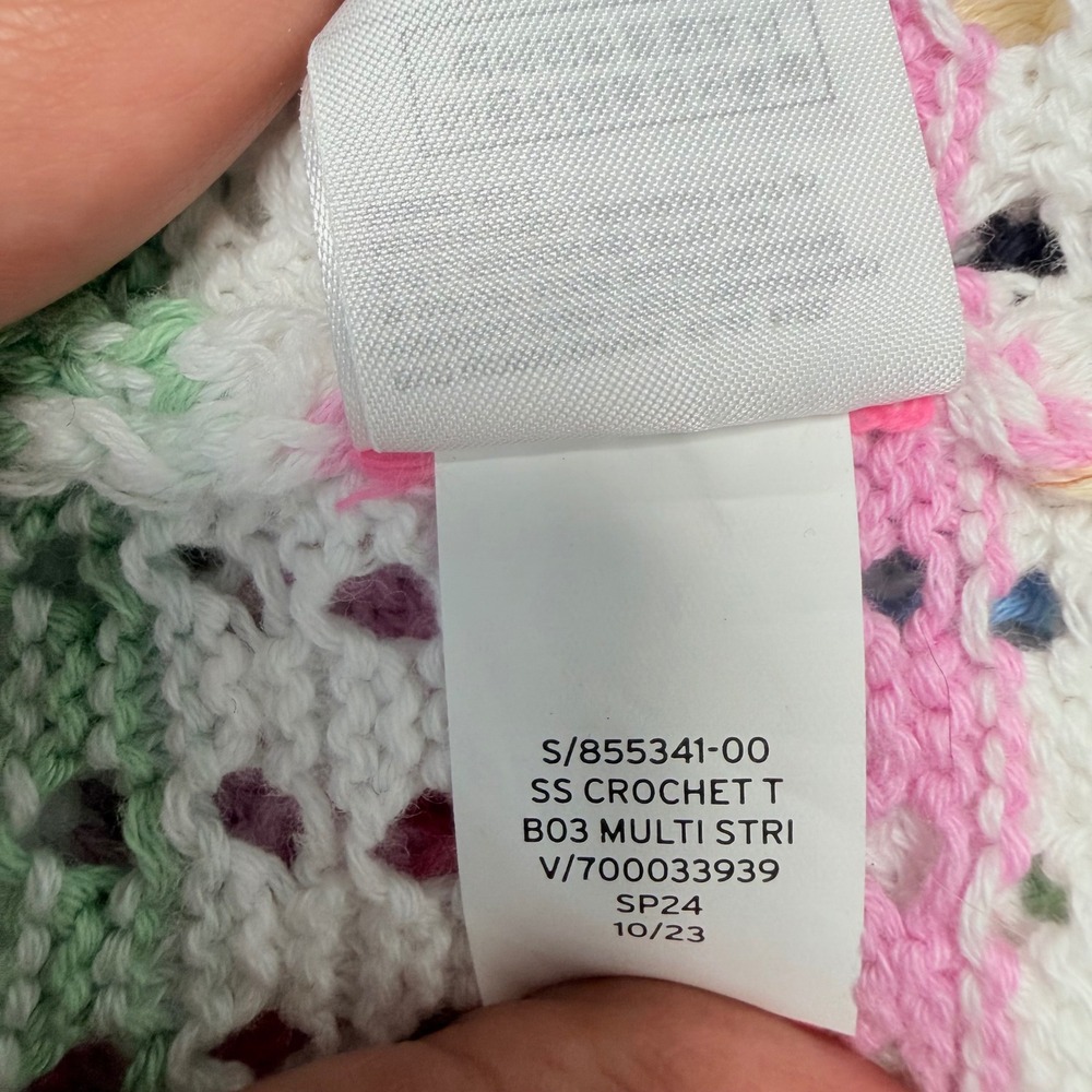 GAP Womens Rainbow Striped Cotton Crochet Small Top Open Knit Boho Summer - Picture 9 of 12